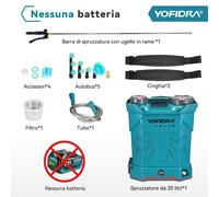 20L Spruzzatore a Batteria Da Giardino Nebulizzatore a Pressione Con Accessori