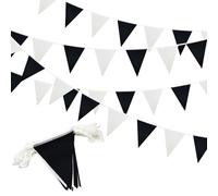 20M Bandierine in bianco e nero, 52 pezzi Bandierine triangolari impermeabili riutilizzabili, fornitura per decorazioni per feste di compleanno, matrimonio, fidanzamento, interni ed esterni