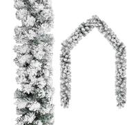 20m Green PVC Christmas Garland with White Flocked Snow, Indoor and Outdoor Holiday Decor, All-Weather Decorative Wreath for Festive Atmosphere