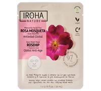 IROHA NATURE - maschera viso rosa canina e acido ialuronico | 97% ingredienti naturali, 100% biodegradabile, vegana, pelli mature, formato sheet