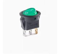 20mm Round Rocker Switch Square 6A 250V 10A 125V 3/4 Pin ON OFF 1Pcs(Green light 3P2T)
