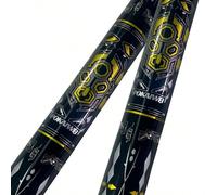 20oz Stecca da biliardo nera, stecca da biliardo in fibra di carbonio nera e oro di lusso in 2 pezzi, stile punk, adatta per il biliardo, regalo per gli appassionati di biliardo Fibra di vetro