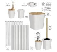 20PC Bambù Accessori Bagno Set - Completo & Bagno Tappeti