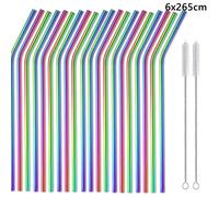 20pcs 10.5in Riutilizzabile Bere Paglia 25cm Super Lungo 304 Acciaio Cannucce