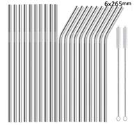 20pcs 10.5in Riutilizzabile Bere Paglia 25cm Super Lungo 304 Acciaio Cannucce