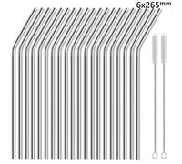 20pcs 10.5in Riutilizzabile Bere Paglia 25cm Super Lungo 304 Acciaio Cannucce