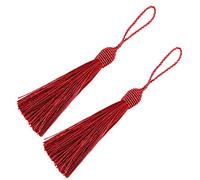 20pcs 15.5 cm / 6 Pollici Filo di Seta Segnalibro Nappe con Cavo Loop da 2 Pollici e Piccolo Nodo Cinese per Creazione di Gioielli, Souvenir, Segnalibri, Accessorio fai da te Artigianale (Vino Rosso)