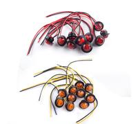 20pcs 3/4" Amber &Red Round Side Marker Lights 3-LED Button Lamps Truck Trailer