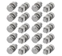 20pcs 304 Stainless Steel M6x20mm Hex Bolts w Nuts and Washers Assortment Kit