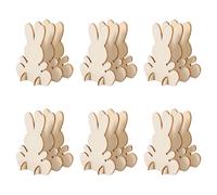 20pcs 3D Wood Bunny Adornments Craft Wood Crafts Decorative Adornments Color)