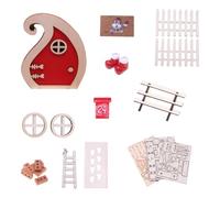 20Pcs case delle bambole in miniatura porte vacanze decorazioni natalizie set resina legno progetto creativo resina case delle bambole in resina ornamenti di Natale