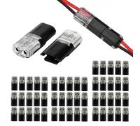 20PCS Double - Wire Plug-In Connector With Locking Bucklee, Wire Connectors Push-In - Pluggable 2 Pin 2 Way LED Wire Connectors, Double Wire Plug In Connector - Fast Connect (50PCS)