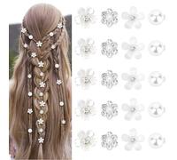 20pcs Fermagli per Capelli con Fiori Bianchi,Mini Fermagli Capelli da Ragazze,Piccoli Fermacapelli Decorativo con Fiori e Strass,Fermacapelli per Matrimonio da Sposa e Bambina