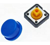 20PCS Interruttore a pulsante tattile Momentaneo 12 * 12 * 7.3MM Micro interruttore a pulsante con manopola Giallo Verde Rosso Kit 12x12x7.3(Blue 20Set)