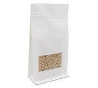 20Pcs / Lot bianco della carta kraft Stand Up Food Storage Zip Self Lock Bag Sigillabile pacchetto zip blocco sacchetti con libera opaca Finestra(16x26x8cm)
