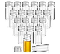20Pcs Mini Transparent Glass Bottles with Aluminum Lid for Storage