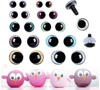 20pcs Occhi Glitterati per Animali all'Uncinetto,Occhi 3D in Plastica da 12/20/30mm con Distanziatori in PU e Rondelle in PE per Amigurumi, Bambole e Giocattoli Fai da Te
