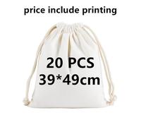 20pcs Personalizzato Logo Stampa Cotone Borsa Portaoggetti Tinta Cordino Scrigno
