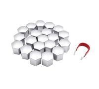 20pcs Silver Tone 21mm Car Wheel Hub Lug Nut Cap Screw Bolt Dust Cover Protector