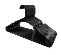 20PCS Sturdy Plastic Coat Hangers with Shoulder Grooves - Space-Saving Clothes Hangers for Closet nization (Black)