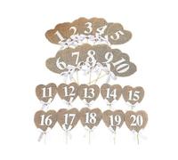 20pcs Wedding Table Number Cards Heart Shaped Burlap Reception Seating Signs for Wedding Party Diy Crafts (number 1-20) - 8.5x9cm