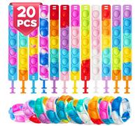 20Pezzi Orso Bracciale in Silicone, Set da Gioco con Colori Misti Bracciale in Gomma, Push Pop Bubble Fidget Giocattolo per Bambini/Adulti, Regali Natale Regalo Gadget per Feste Bambini di Compleanno