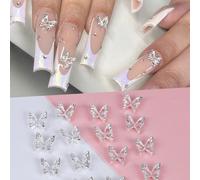 20pezzi Silver Butterfly Nail Charms DIY 3D strass Butterfly Jewelry Nail strasss Nail Parts Art Decoration Accessories Nail Gems Nail Suppliesdecorazioni per unghiecharm unghiedecori unghie decorazio