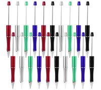 20Pz Ballpoint Pen, Plastica Penne da Personalizzare con Perline Con Asta Inchiostro Nero Simpatiche Penne Perline Fai Da Te Per Regalo Studenti Materiale Scolastico Per Ufficio (5 Colori)