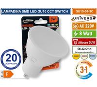 10PZ LAMPADINA FARETTO LED 8W 710LM ATTACCO GU10 CON SWITCH CCT SELEZIONE LUCE [EEK: F]
