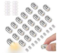 20pz Mini Luci LED, Luci LED in Miniatura a Batteria con 10 Batterie e 20 Cuscinetti Adesivi Micro Faretto per Artigianato Esposizioni Opere d'Arte (Bianco Caldo)