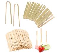 20pz Pinze di Bambù e 200pz Forchette Bambù, 12cm Pinze in Legno Pinze per Tostapane per Cucinare Servire Cibo Piccoli Utensili da Cucina per Salumi Formaggi Frutta Pane Tostato