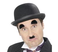 20s Nero Charlie Chaplin Baffi + Sopracciglia Set Uomo Costume