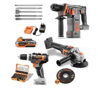 SET PowerTool a batteria FUXTEC con smerigliatrice angolare, avvitatore a batteria & trapano tassellatore 20V FUXTEC