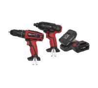 20V Cordless Ø13mm Martello Trapano/0.6cmHex Drive Urto Kit Combo - Sealey C