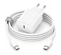 20W Caricatore USB C e Cavo USB Type-C da 2m per iPhone 17/17 Pro/17 Air/16/16 Pro Max/16e/15/15 Pro/15 Plus/iPad Pro,per Galaxy A56/S25/S24,Pixel 10 9,Xiaomi Redmi,Caricabatterie USB C Cavetto Tipo C