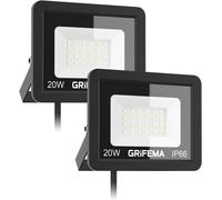 20W Faretto LED Da Esterno 2 Pezzi, 2200LM 6500K Luce Bianca Fredda, IP66 Imperm