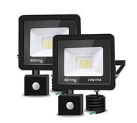 20W Faretto LED per Esterno con Sensore di Movimento，2000LM Faro LED Esterno IP66 Impermeabile LED Esterno Bianco Caldo 3500K per Giardino, Corridoio, Illuminazione Interna ed Esterna, 2 pezzi