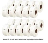 20x 11352 ROTOLI ETICHETTE COMPATIBILI DYMO LABELWRITER 400 450 25x54mm S0722520