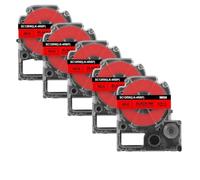 20x 12mm SS12KW etichetta compatibile per ST12KW funziona con la stampante LW-300 LW-400 LW-600P(20PK Black on Red)