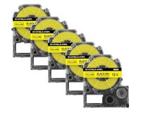 20x 12mm SS12KW etichetta compatibile per ST12KW funziona con la stampante LW-300 LW-400 LW-600P(20PK Black on Yellow)