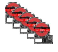 20x 12mm SS12KW etichetta compatibile per ST12KW funziona con la stampante LW-300 LW-400 LW-600P(20PK White on Red)