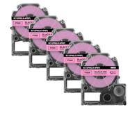 20x 12mm SS12KW etichetta compatibile per ST12KW funziona con la stampante LW-300 LW-400 LW-600P(20PK Black on Pink)