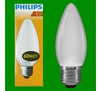 20x 60W Philips Incandescente Filamento Frosted Candela Regolabile Lampadina E27