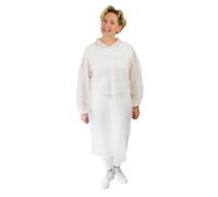 20x ARNOMED Camice protettivo PP bianco, camici monouso XL - 145x115cm, camice medico con 4 bottoni a pressione, camice monouso usa e getta 23g/m², camice tessuto non tessuto per alimenti e visitatori