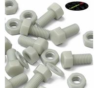 20x bulloni esagonali naturali in PA66 GF M10 x 20mm, dadi e rondelle