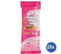 20x Bundle Bic Radi E Getta Lady 6 Pezzi Twin 2 Lame