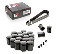 20X Copertura Della Vite Della Ruota Esagonale 17 Mm Lunga Nera Per CITROEN