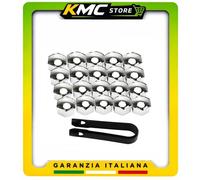 20x COPRIBULLONI 17MM TAPPI PER RUOTE AUTO IN ABS CROMATO UNIVERSALI COPRI DADI