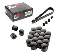 20X Coprimozzi Coperture Dadi Ruota 19 Mm Nero Lucido Per VAUXHALL