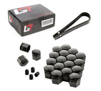 20X Coprivalvole Set Bulloni Ruota Nero Lucido 19Mm Per AUDI A1 A3 A5 A7 A8